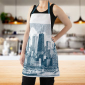 Chicago Blue White All-Over Print Schort