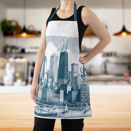 Chicago Blue White All-Over Print Schort