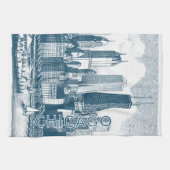 Chicago Blue White Theedoek (Horizontaal)