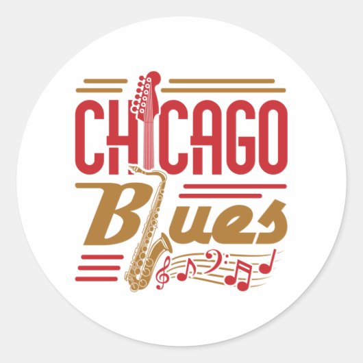 Chicago Blues Music Lover Ronde Sticker (Voorkant)
