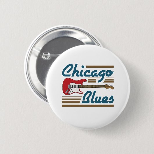 Chicago Blues Musician Guitar Ronde Button 5,7 Cm (Voorkant /achterkant)