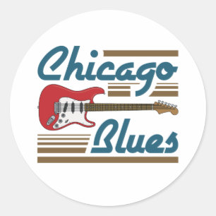 Chicago Blues Musician Guitar Ronde Sticker