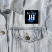 Chicago blues vierkante button 5,1 cm (In situ)