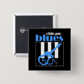 Chicago blues vierkante button 5,1 cm (Voorkant /achterkant)