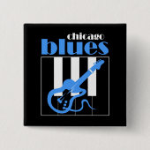 Chicago blues vierkante button 5,1 cm (Voorkant)