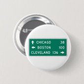 Chicago Boston Cleveland Highway Sign Ronde Button 5,7 Cm (Voorkant /achterkant)