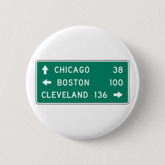 Chicago Boston Cleveland Highway Sign Ronde Button 5,7 Cm