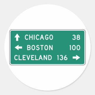 Chicago Boston Cleveland Highway Sign Ronde Sticker