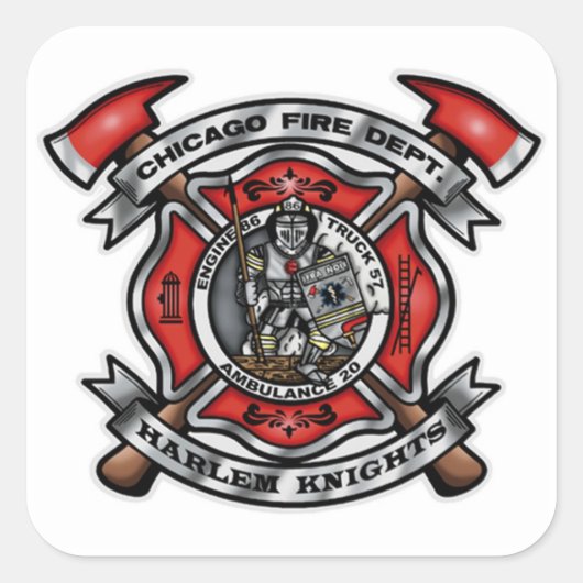 Chicago brandweer/Harlem ridders E86 T57 A20 Vierkante Sticker (Voorkant)