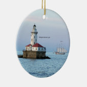 Chicago Breakwater Light 2-zijdig versiering Keramisch Ornament (Rechts)