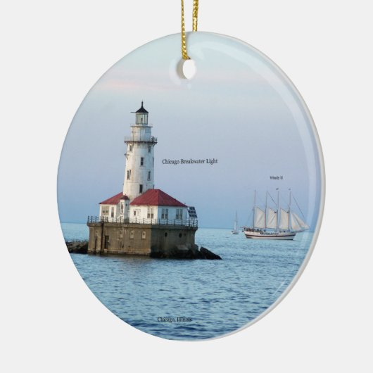 Chicago Breakwater Light 2-zijdig versiering Keramisch Ornament (Links)