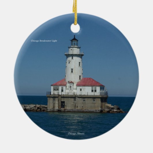 Chicago Breakwater Light 2-zijdig versiering Keramisch Ornament (Achterkant)