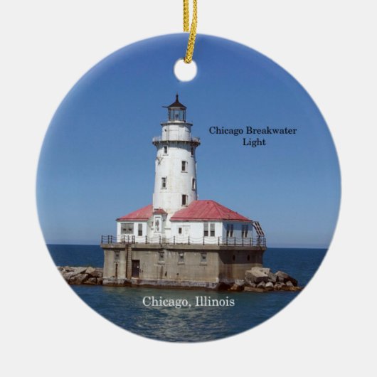 Chicago Breakwater Light cirkelornament Keramisch Ornament (Voorkant)