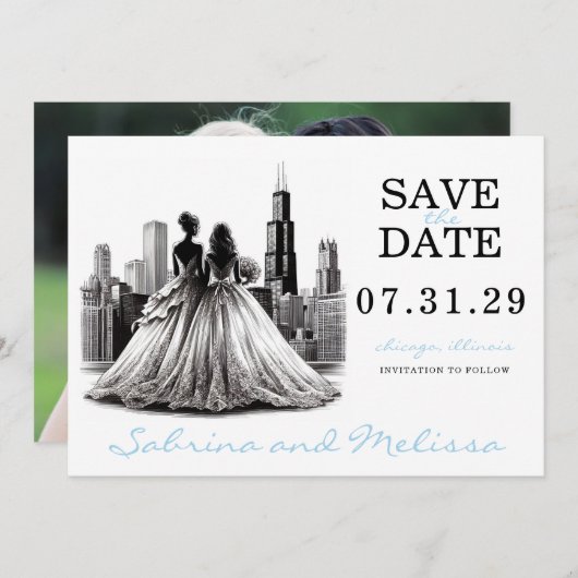 Chicago Brides Save The Date (Voorkant / Achterkant)