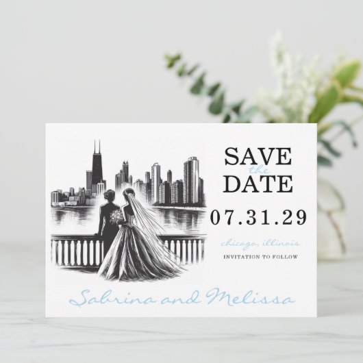 Chicago Brides Save The Date (Staand voorkant)