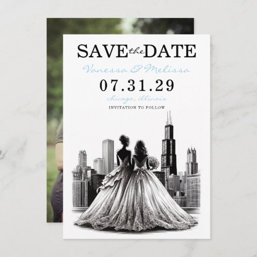 Chicago Brides Save The Date (Voorkant / Achterkant)