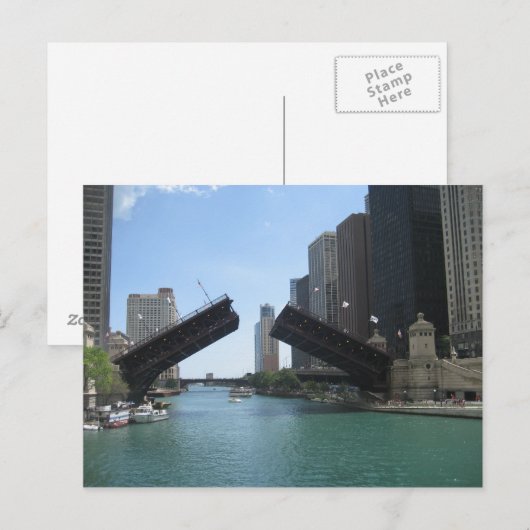 Chicago Bridge en River Briefkaart (Voorkant / Achterkant)