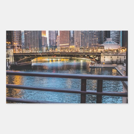 Chicago Bridges & Lichten Rechthoekige Sticker (Voorkant)