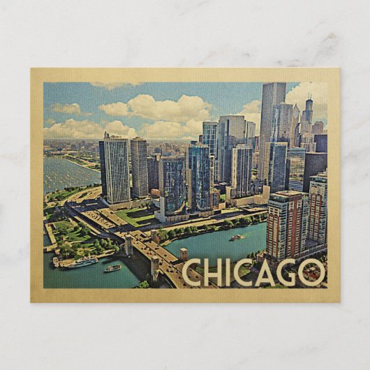 Chicago Briefkaart Illinois Vintage Travel (Voorkant)