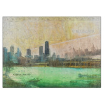 Chicago Briefkaart Map Cutting Board