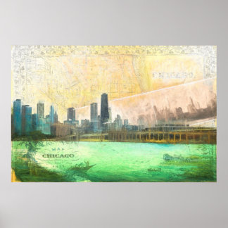 Chicago  Briefkaart reiskaart Poster