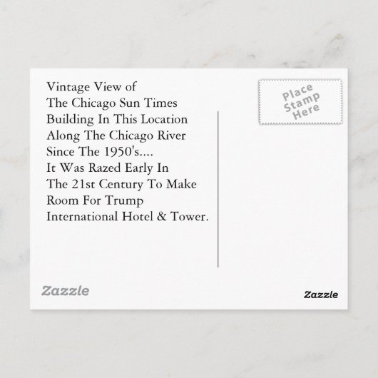  Chicago Briefkaart Voormalige locatie Sun Times (Achterkant)