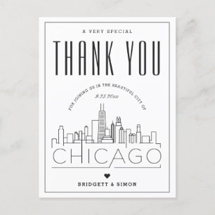 Chicago bruiloft   Bedankt voor Coming! Briefkaart