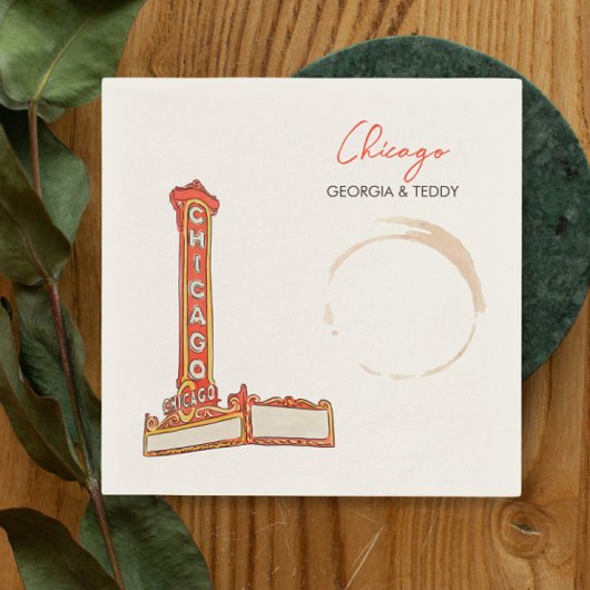 Chicago bruiloft cocktail servet