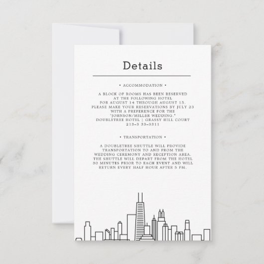 Chicago bruiloft | Gegevens van bezoeker Kaart (Voorkant)