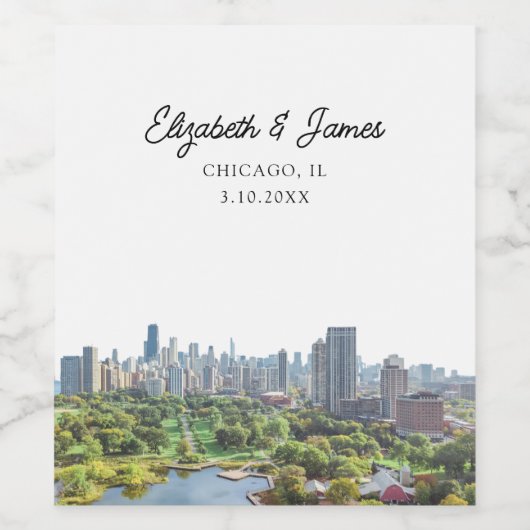 Chicago bruiloft gepersonaliseerd wijn etiket (Enkel label)