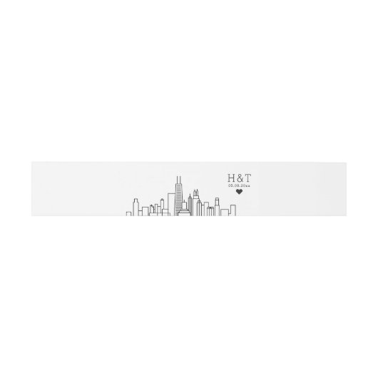 Chicago bruiloft | Gestileerde skyline monogram Uitnodigingen Wikkel (Vlak)