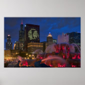 Chicago Buckingham Fountain op Canvas Poster (Voorkant)