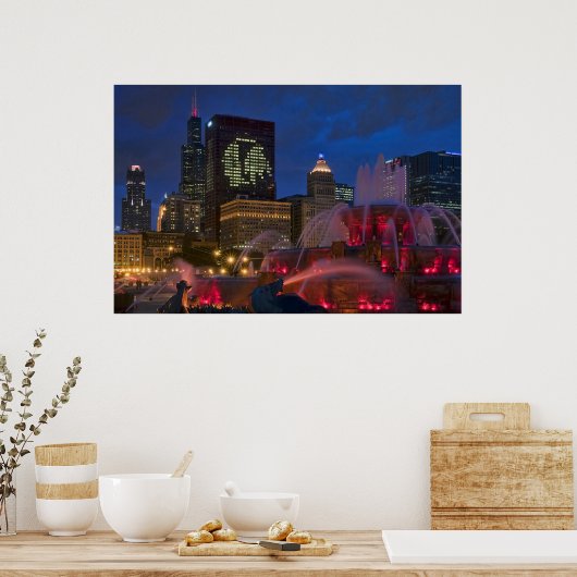 Chicago Buckingham Fountain op Canvas Poster (Keuken)