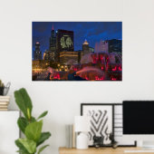 Chicago Buckingham Fountain op Canvas Poster (Thuiskantoor)