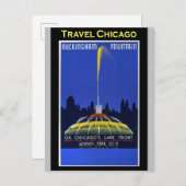 Chicago Buckingham Fountain Vintage Travel Briefkaart (Voorkant / Achterkant)