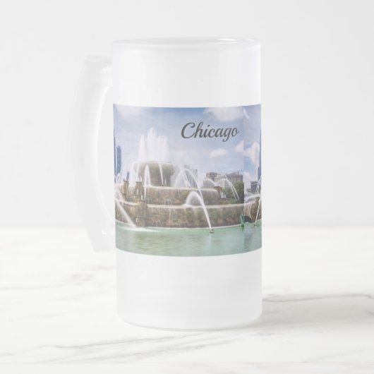 Chicago Buckingham Frosted Glass Beer Mok (Voorkant links)
