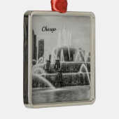 Chicago Buckingham Grayscale Metal Ornament (Rechts)
