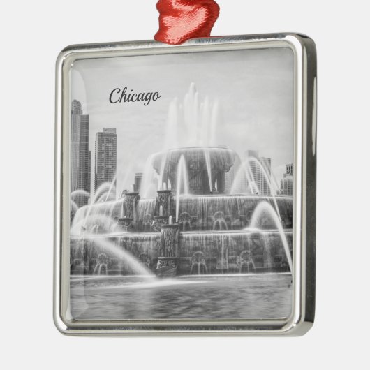 Chicago Buckingham Grayscale Metal Ornament (Links)