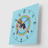 Chicago bulls basketball player in action vierkante klok (Hoek)