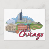 Chicago Cartoon Skyline Briefkaart (Voorkant)