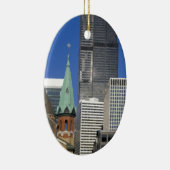 Chicago Cathedral Skyline Keramisch Ornament (Rechts)
