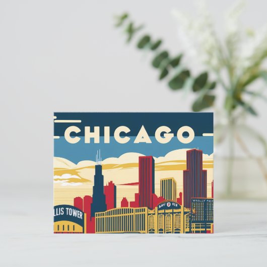 Chicago Charm: een retro glimp van de winderige st Briefkaart (Staand voorkant)