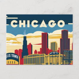 Chicago Charm: een retro glimp van de winderige st Briefkaart