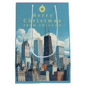 Chicago Christmas Blue Medium Cadeauzakje (Achterkant)