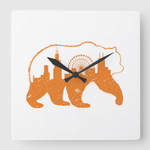 Chicago City Apparel Downtown Walking Beer Silhoue Vierkante Klok