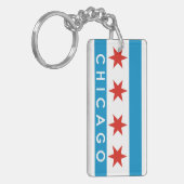 chicago city flag america text name sleutelhanger (Voorkant Links)