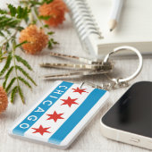chicago city flag america text name sleutelhanger (Voorkant Rechts)