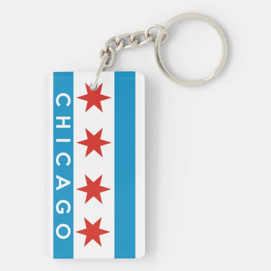 chicago city flag america text name sleutelhanger (achterkant)