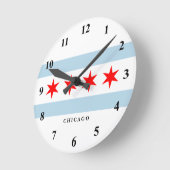 Chicago city flag custom round wall clock ronde klok (Hoek)