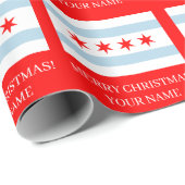 Chicago city flag personalized Christmas Cadeaupapier (Rol Hoek)